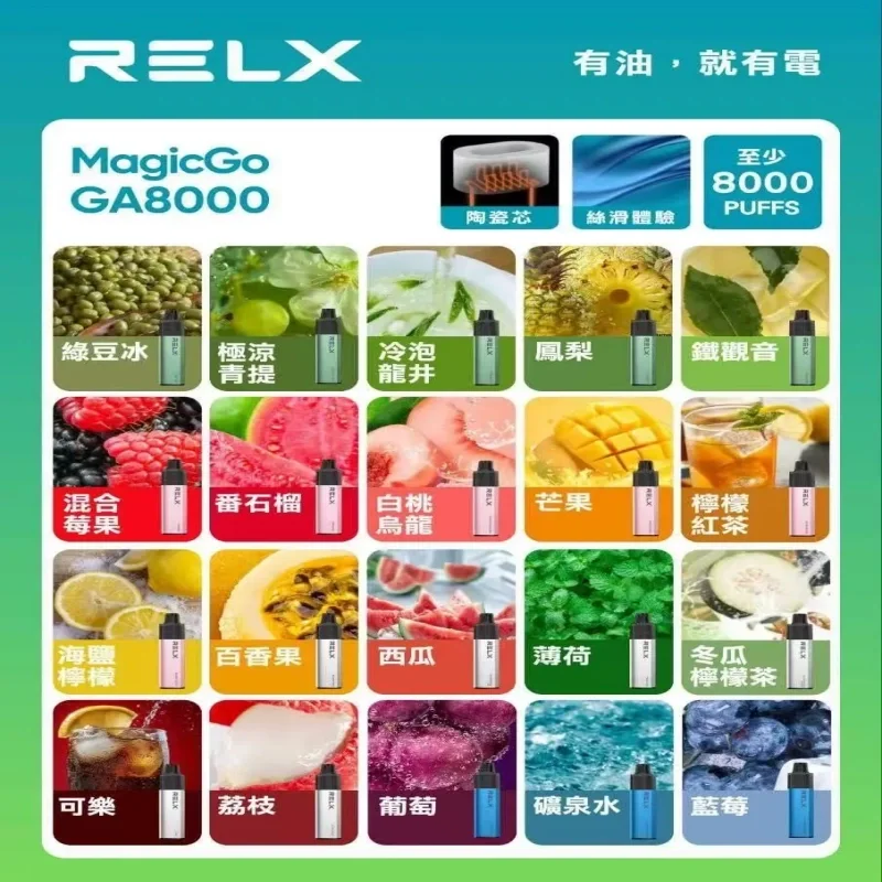 RELX GA8000拋棄式電子煙｜雙模式切換・免充電